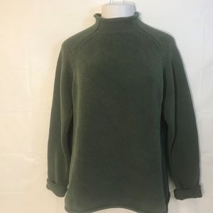J. Crew Womens Crew Neck Cotton Sweater Sz L Green